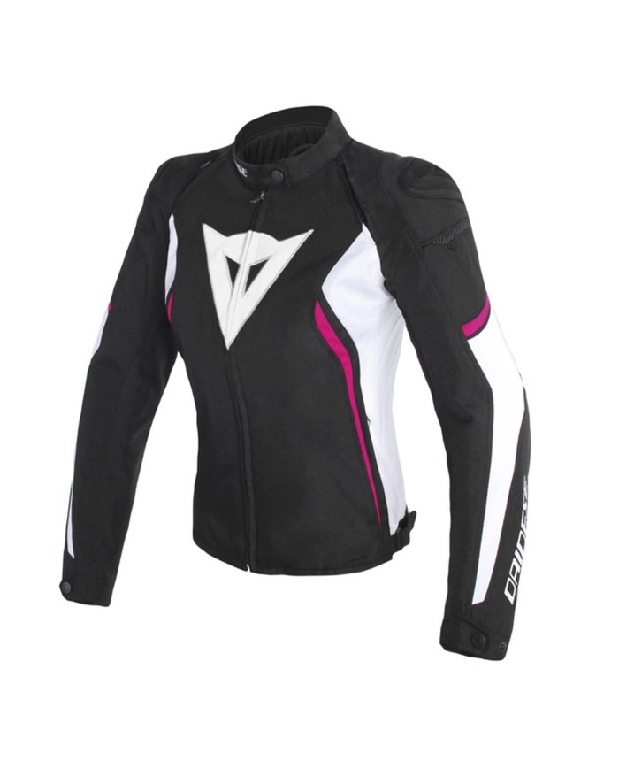 Giacca moto da donna in tessuto Avro D2 Nero/Bianco/Fucsia Giacca moto da donna in tessuto Avro D2 Nero/Bianco/Fucsia
